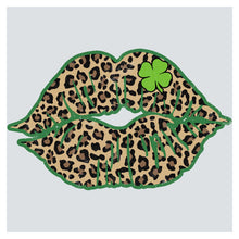 a picture of a leopard print lip with a shamrock on it