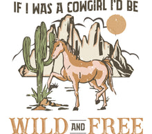 Wild and Free Cowgirl Horse and Cactus Vintage Style Graphic T-shirt, Women's Western Fashion Tee