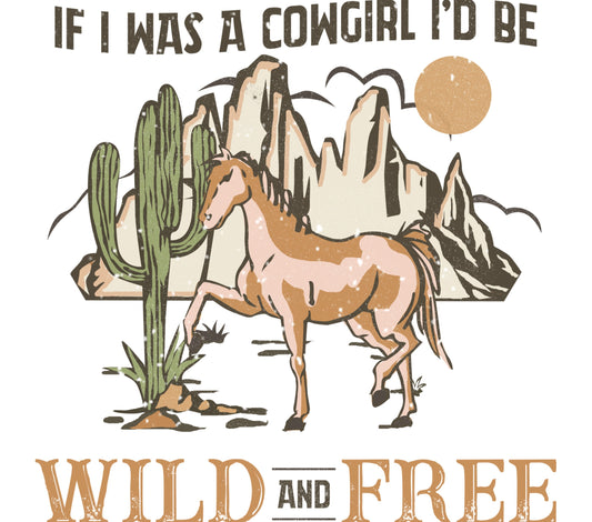 Wild and Free Cowgirl Horse and Cactus Vintage Style Graphic T-shirt, Women's Western Fashion Tee