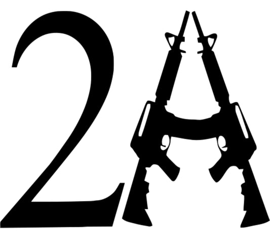 Gothic Number Two Vinyl Decal, Black Silhouette Sticker, Gun and Scythe Design, Laptop and Car Decoration, Unique Emblem Graphic