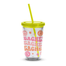 Teacher Appreciation Tumbler, Colorful Emoji School Icons, Insulated Cup with Straw