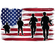 Patriotic American Flag Art, Military Silhouette Soldiers, USA Flag Wall Decor, Veterans Day Gift, Army Canvas Print, Home Decoration