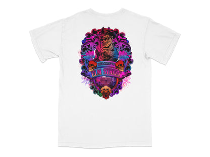 Men's White T-Shirt with Vibrant Tattoo Style Graphic, Colorful Skull and Anchor Design, Casual Streetwear Shirt
