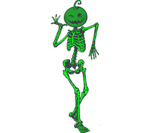 Halloween Pumpkin Head Skeleton Decal, Neon Green Vinyl Sticker, Spooky Car and Laptop Decoration, Unique Creepy Wall Art.