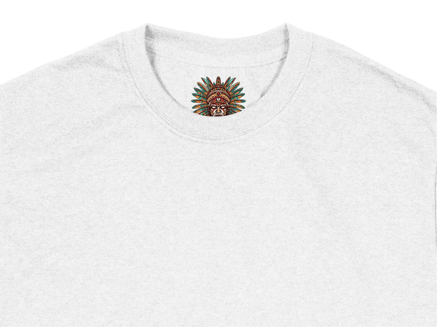 Grey Crewneck T-Shirt with Colorful Embroidered Sunburst Design, Unisex Fashion