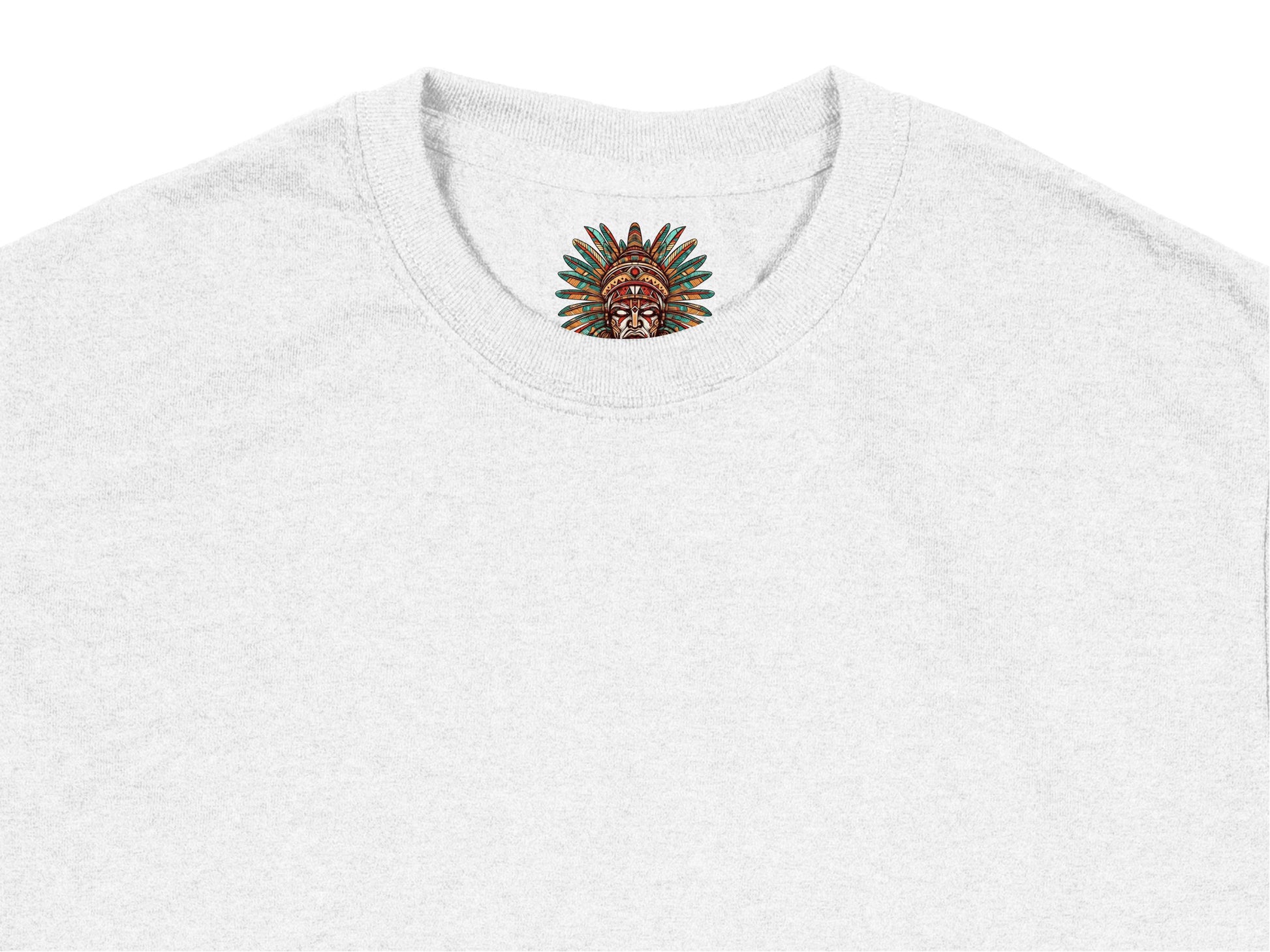 Grey Crewneck T-Shirt with Colorful Embroidered Sunburst Design, Unisex Fashion