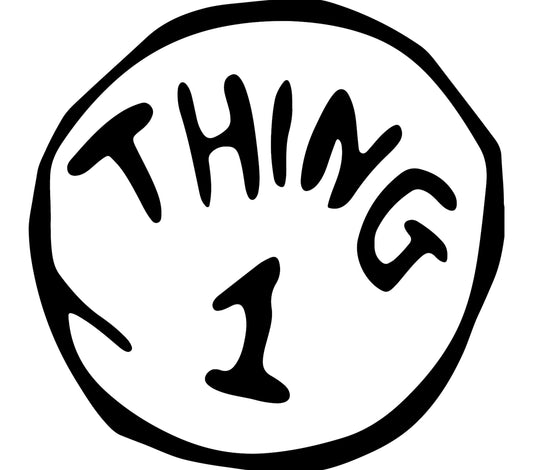 Thing 1 Circle Logo Black and White Graphic T-Shirt Design Digital Download