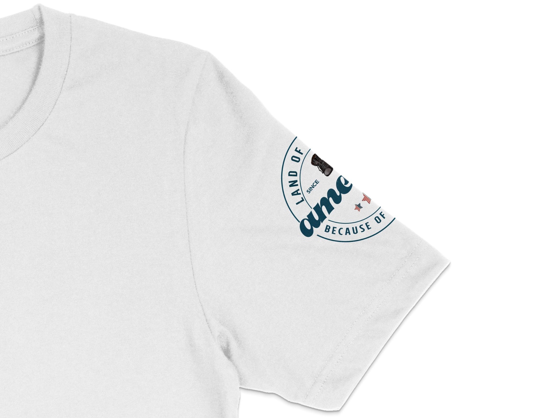 Hand of Mine Because Of Custom Text White T-shirt, Modern Unisex Casual Apparel, Unique Graphic Tee Design
