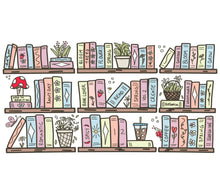 Colorful Bookshelf Wall Art, Book Lover Gift, Home Library Decor, Nursery Room Illustration, Printable Digital Download