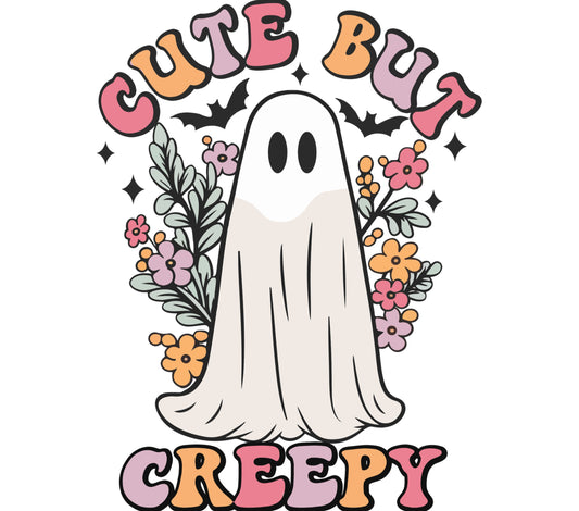 Cute but Creepy Ghost T-Shirt, Floral Ghost Design, Halloween Spooky Tee, Unisex Ghost Shirt for All Ages