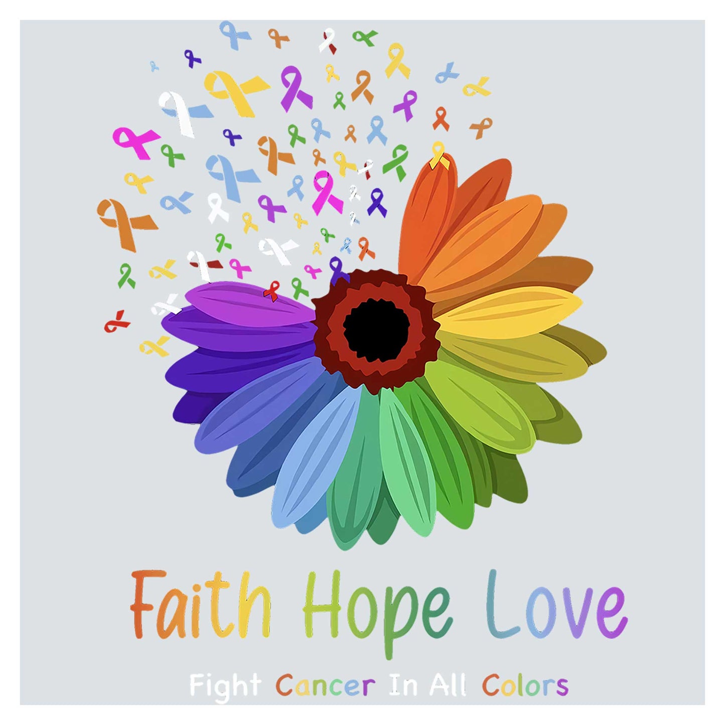 a colorful flower with the words faith hope love