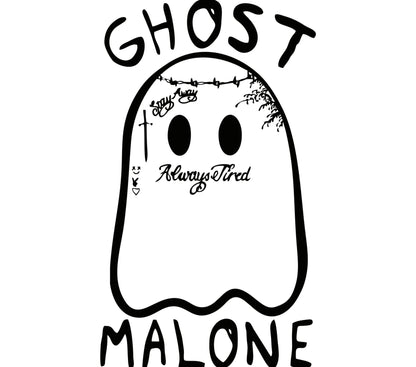 Ghost Malone Always Tired Cute Spooky Halloween Graphic White Ghost Illustration T-Shirt Design