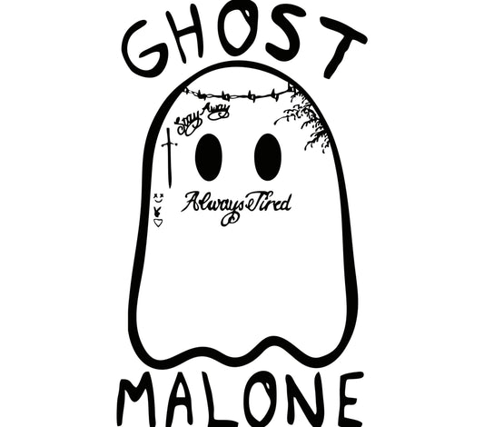 Ghost Malone Always Tired Cute Spooky Halloween Graphic White Ghost Illustration T-Shirt Design