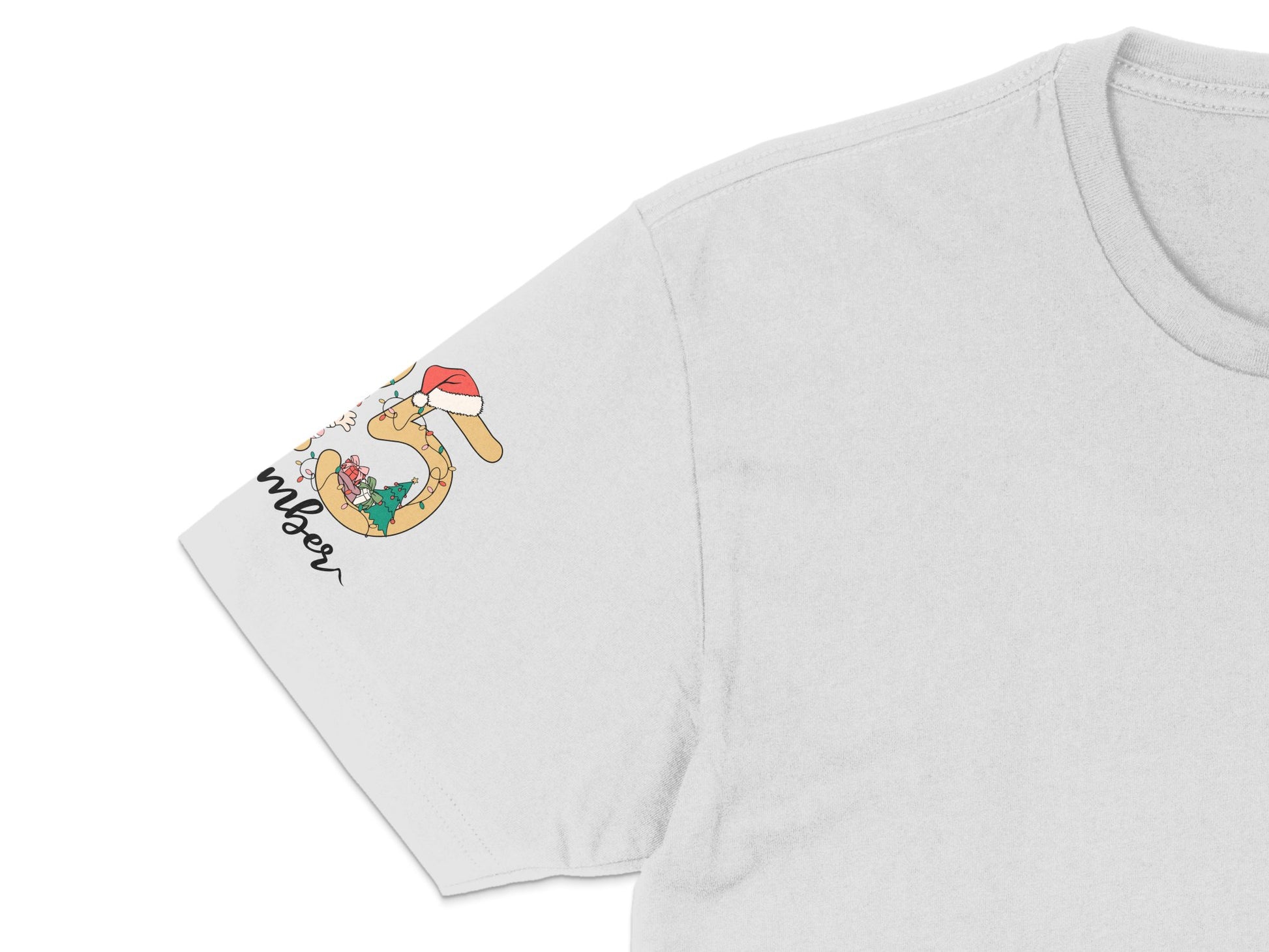 Christmas Mermaid T-Shirt, Unique Holiday Graphic Tee, Women's Festive Mermaid with Santa Hat Design
