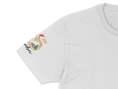 Christmas Mermaid T-Shirt, Unique Holiday Graphic Tee, Women's Festive Mermaid with Santa Hat Design