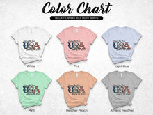 USA Themed T-Shirts, Bella Canvas 3001, Light Color Range, Summer Tee Options