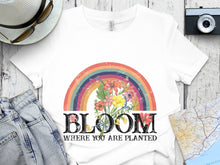 Vintage Bloom Rainbow T-Shirt, Floral Graphic Tee, Summer Casual Fashion Top, Women's Soft Cotton Shirt