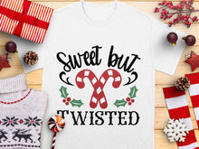 Sweet But Twisted Candy Cane Christmas T-Shirt, Festive Holiday Tee, Graphic Tee for Winter Celebrations, Unisex Cotton Shirt