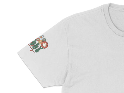 Floral Cat Print T-Shirt, Cute Animal Graphic Tee, Women's Summer Fashion Top, Soft Cotton Casual Wear