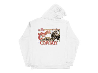 Vintage Coors Cowboy Graphic Hoodie, Retro Beer Advertisement, Classic Western Design, Unisex Sweatshirt