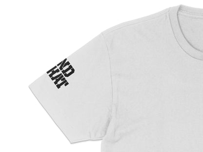 Stylish Gray T-Shirt with Black Text Logo, Casual Unisex Cotton Tee, Fashionable Streetwear Top for All Seasons