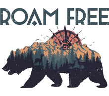 Roam Free Bear Graphic T-Shirt, Nature Inspired, Outdoor Adventure, Camping, Hiking, Wilderness, Wildlife Art, Unisex Tee