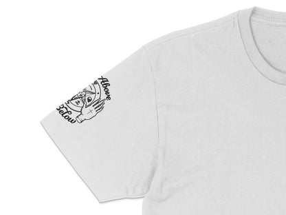 White T-Shirt with Unique Hand Peace Love Graphic, Unisex Casual Tee, Soft Cotton Top