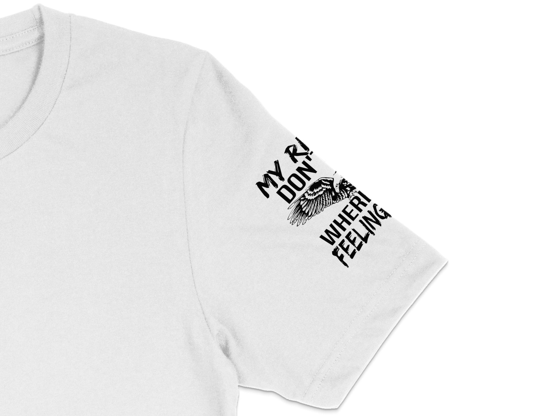 White Graphic T-Shirt with Black Text, Casual Streetwear, Unisex Cotton Tee, Minimalist Design Shirt