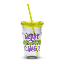 Merry Grinchmas Holiday Tumbler, Christmas Themed Insulated Cup with Lid and Straw