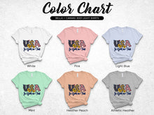 USA Letter Print T-Shirts in Multiple Colors, Bella Canvas 3001, Patriotic Casual Tees