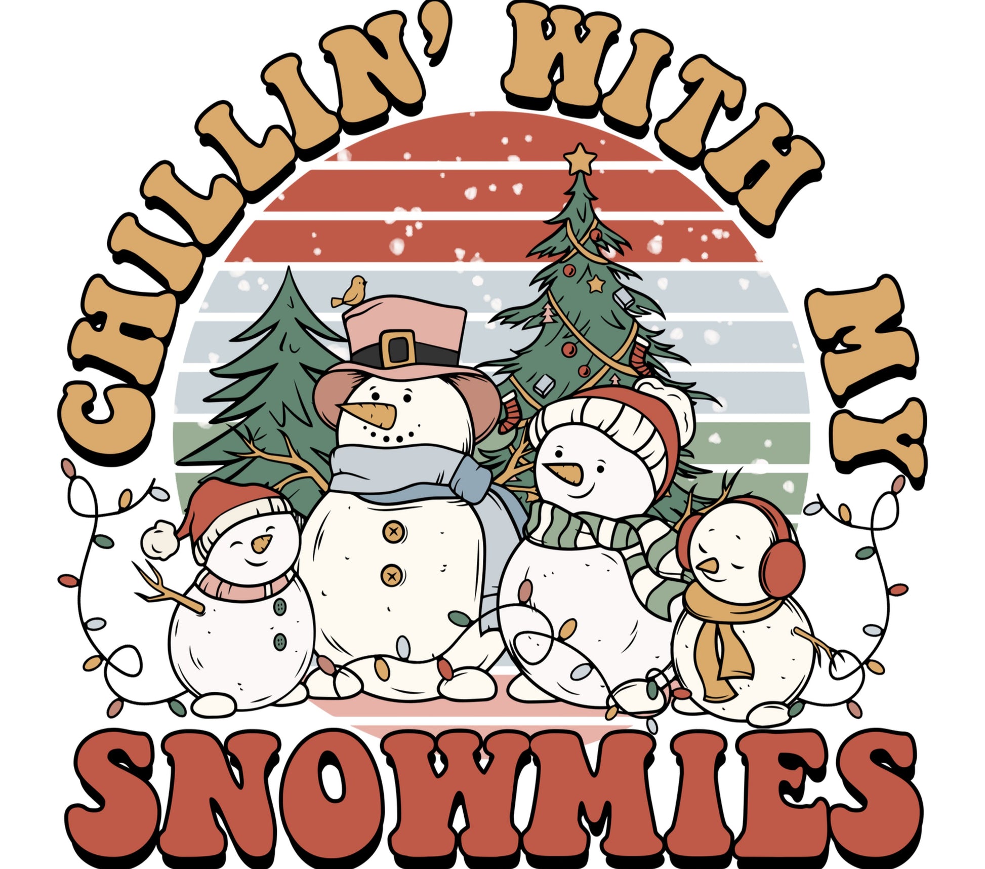 Chillin' With My Snowmies Holiday Graphic Tee, Cute Snowman Family Christmas Shirt, Festive Winter Apparel