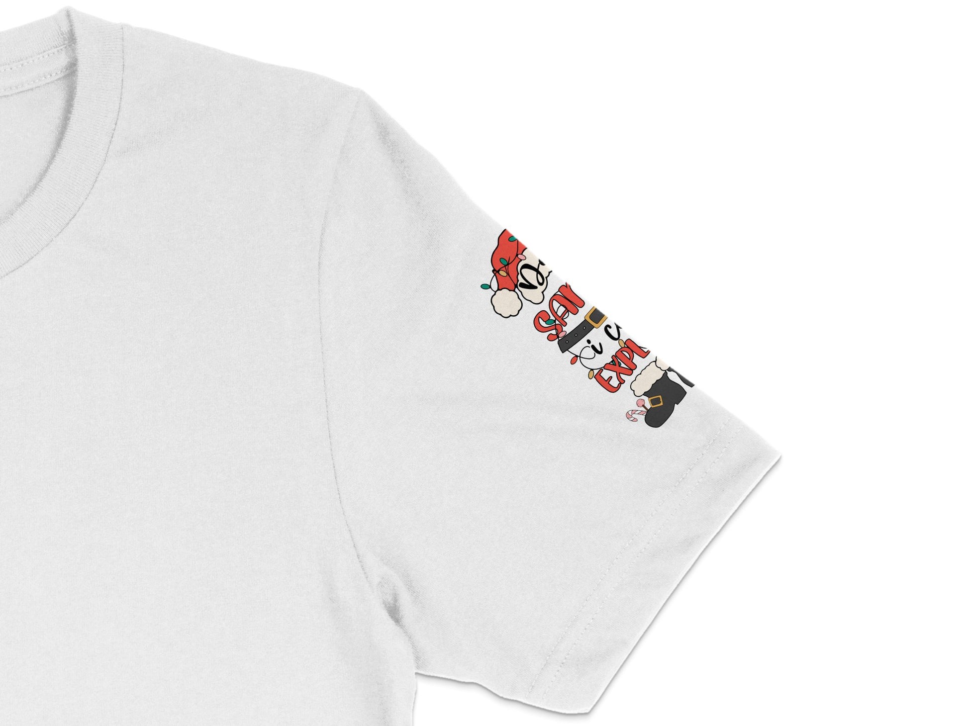Cartoon Cat T-Shirt, Cute Santa Hat Kitten, Holiday Tee, Unisex White Shirt, Christmas Cat Graphic Top, Gift Idea