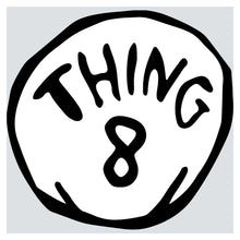 a black and white drawing of a hand with the words thing 8 on it