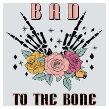 a t - shirt that says bad to the bone with roses on it