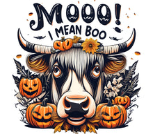 Halloween Cow Print, Moo I Mean Boo, Autumn Pumpkin Graphic, Fall Cow Art, Spooky Farmhouse Decor, Halloween Party Decoration
