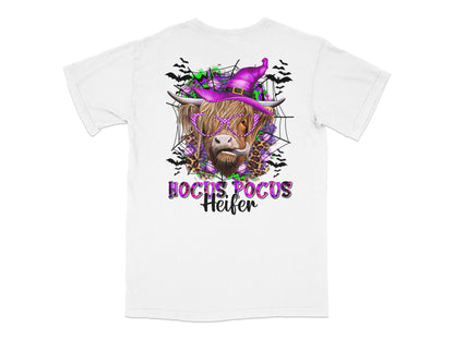 Hocus Pocus Heifer Halloween T-Shirt, Funny Cow Witch Graphic Tee, Spooky Farm Animal Shirt, Unisex Adult Halloween Apparel