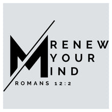 a black and white logo with the words renew your mind