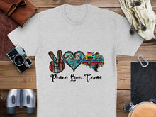 Peace Love Texas T-Shirt, Colorful Graphic Tee, Unisex Fashion Top, Casual Wear, Vintage Camera Design