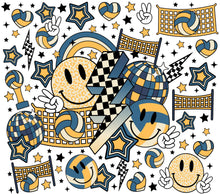 Vibrant Pop Art Smiley Faces and Checkerboard Patterns Wall Art, Colorful Disco Style Poster, Retro Fun Room Decor, Trendy Graphic Print
