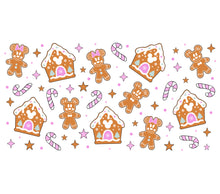 Gingerbread House and Cookies Pattern Winter Holiday Fabric Design Cute Christmas Print