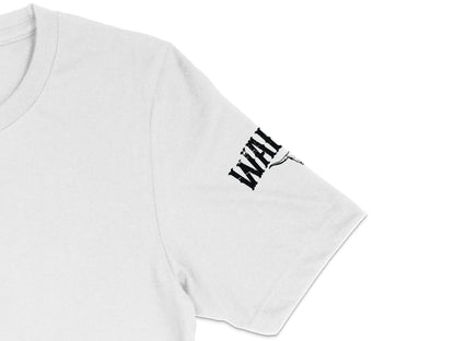 White T-Shirt with Small Black Graphic Logo, Unisex Minimalist Tee, Casual Streetwear Shirt