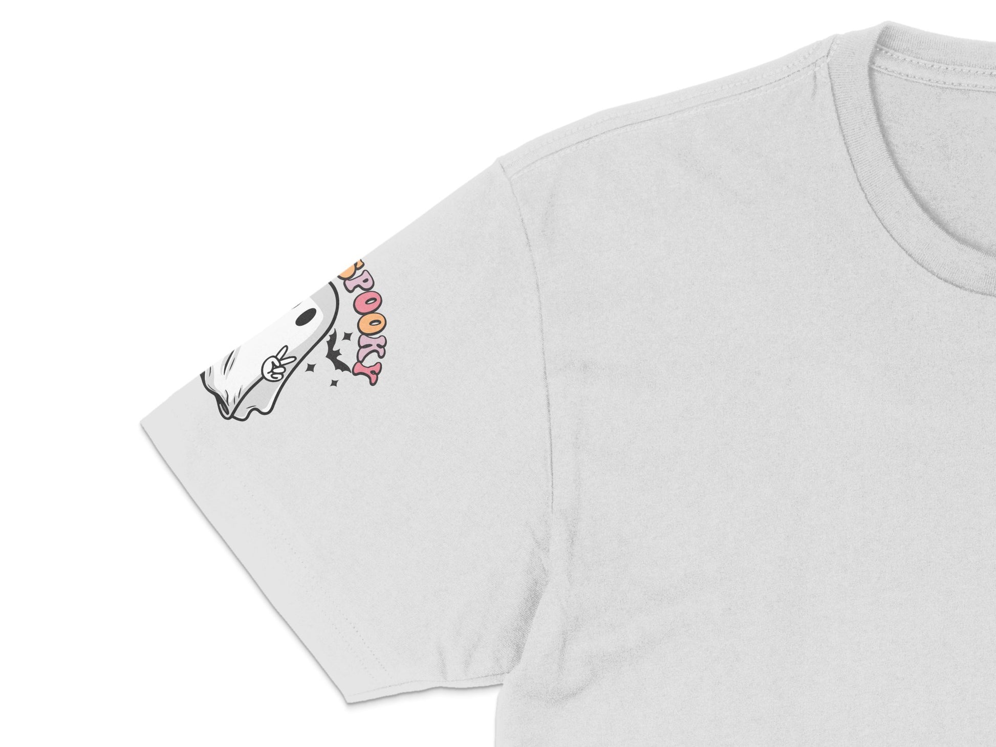 Cute Ghost Cartoon T-Shirt, Funny Boo Graphic Tee, Unisex Casual White Top, Halloween Apparel
