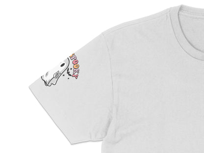 Cute Ghost Cartoon T-Shirt, Funny Boo Graphic Tee, Unisex Casual White Top, Halloween Apparel