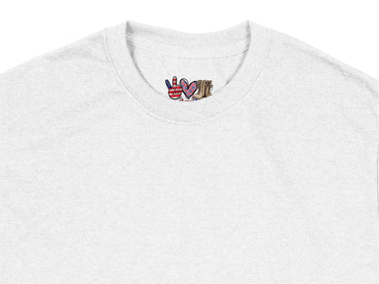 Grey Crew Neck T-Shirt with Small Embroidered Sloth and Heart Design, Casual Unisex Top