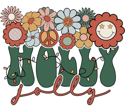 Colorful Hippie Flower Art Print, Retro Peace Sign Floral Wall Decor, Jolly Vintage Style Illustration