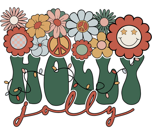Colorful Hippie Flower Art Print, Retro Peace Sign Floral Wall Decor, Jolly Vintage Style Illustration