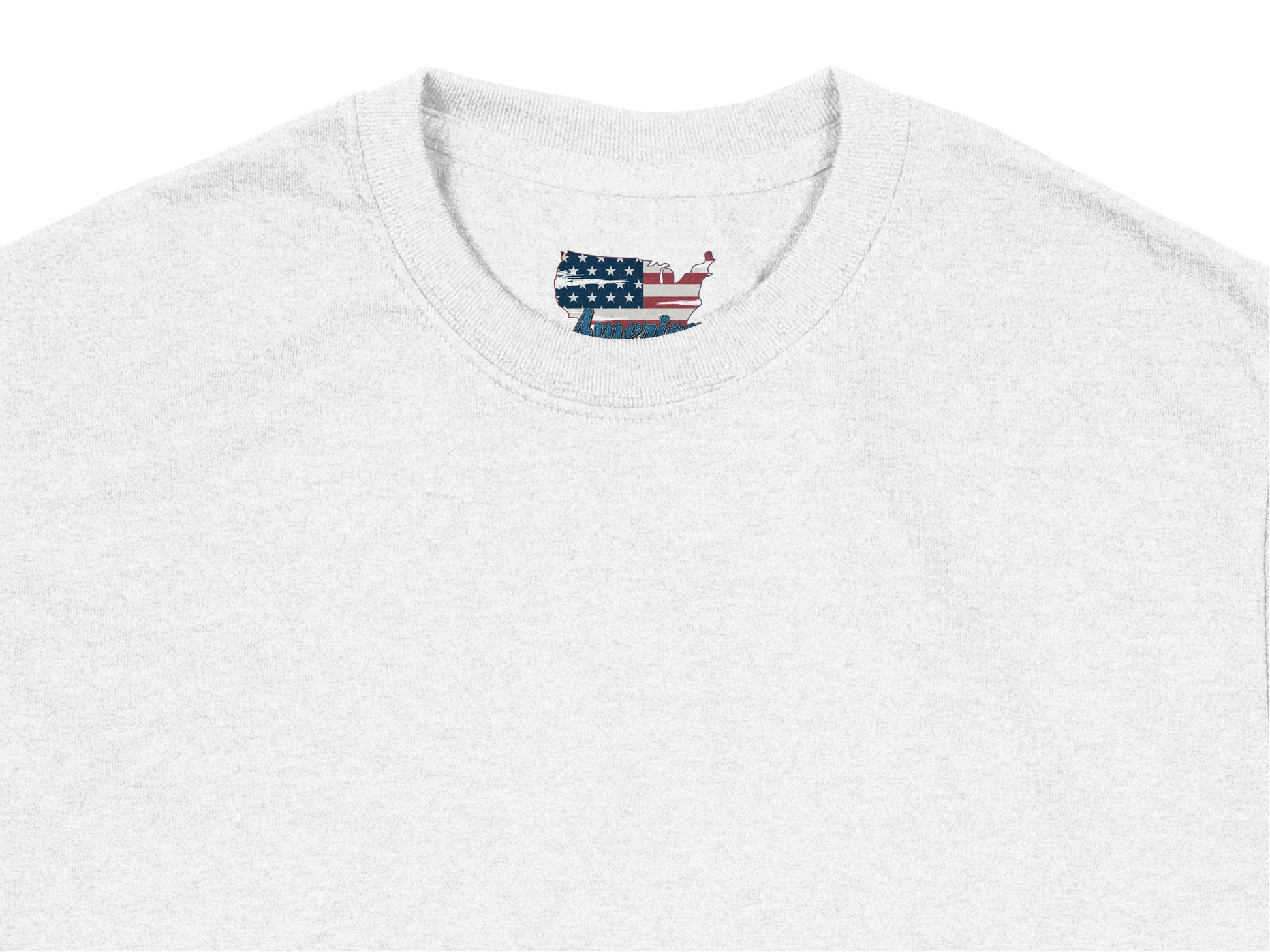 Grey T-shirt with Mini American Flag Pocket Design, Unisex Casual Tee, Patriotic Apparel