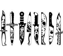 Decorative Knife Silhouette Vinyl Decals, Black and White Sticker Collection, Unique Knife Designs for Crafting and Decor