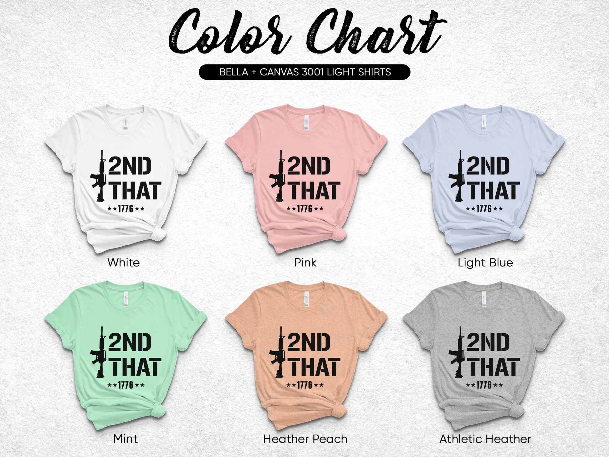 Bella Canvas 3001 Light T-Shirts, Color Chart Graphic Tees, Cotton Casual Tops for All Ages