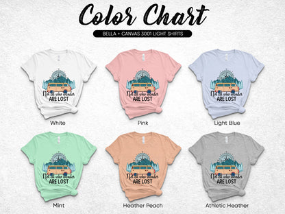 Colorful Travel Quote T-Shirts, Bella Canvas 3001 Light Shirts in Various Colors